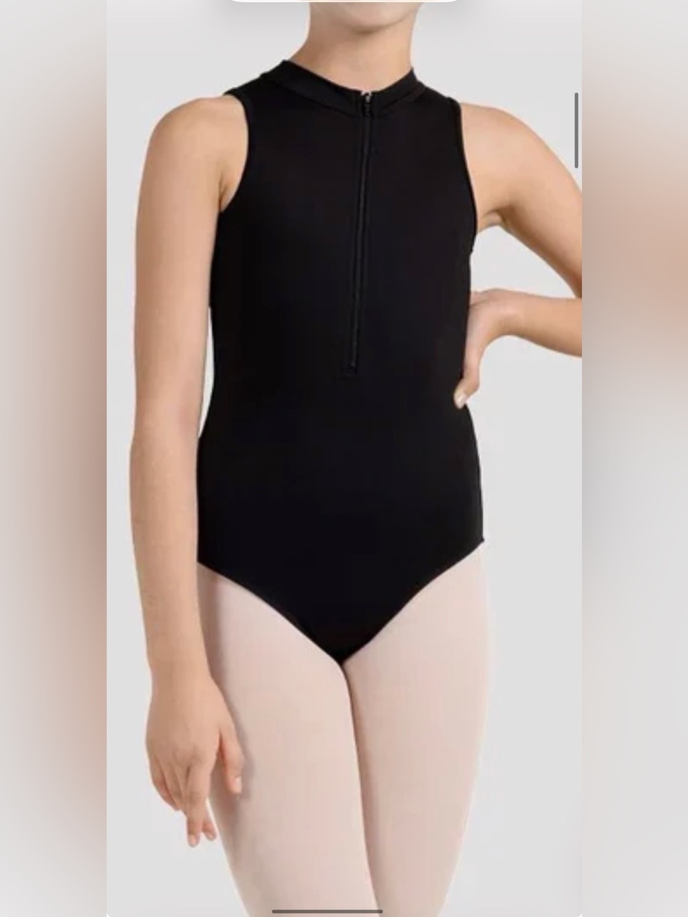 Mirella Miami Black Zip Front Open-Back Braided Leotard Dancewear